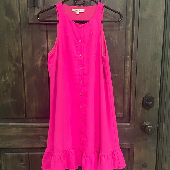 Blush Noir Dresses Blush Noir Hot Pink Dress Ruffle Bottom Cut Out